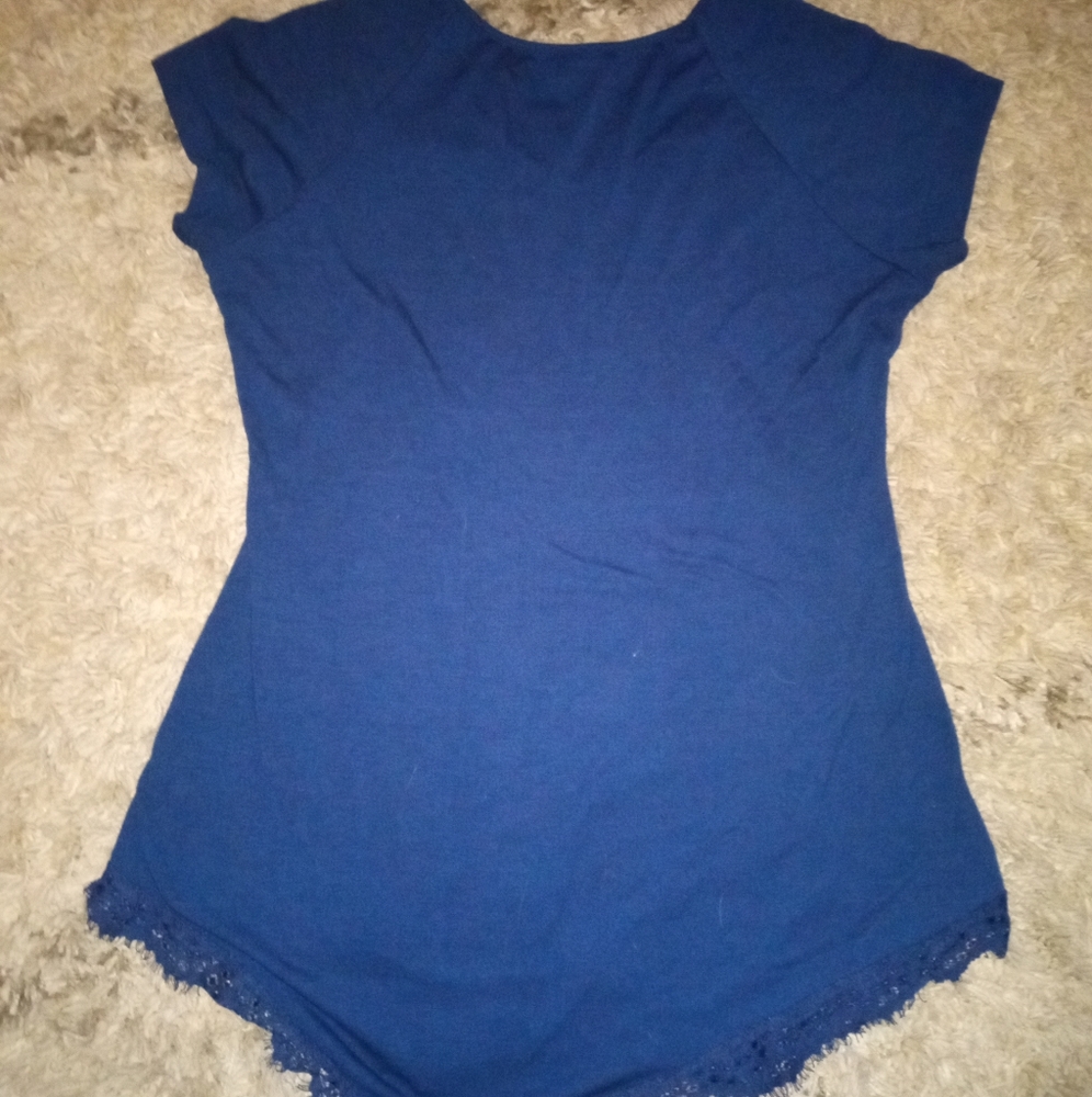 L, Navy blue, longer length t-shirt